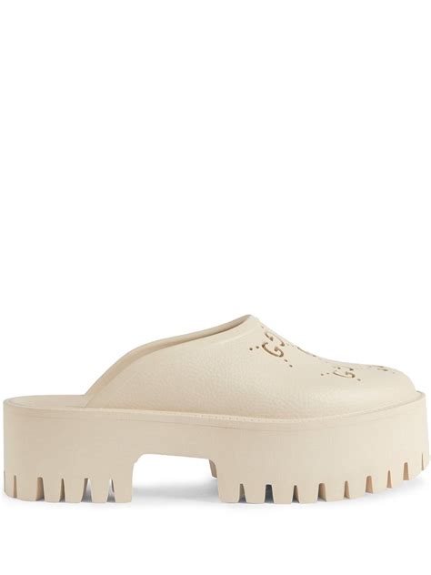 gucci rubber platform mules|gucci perforated gg platform mules.